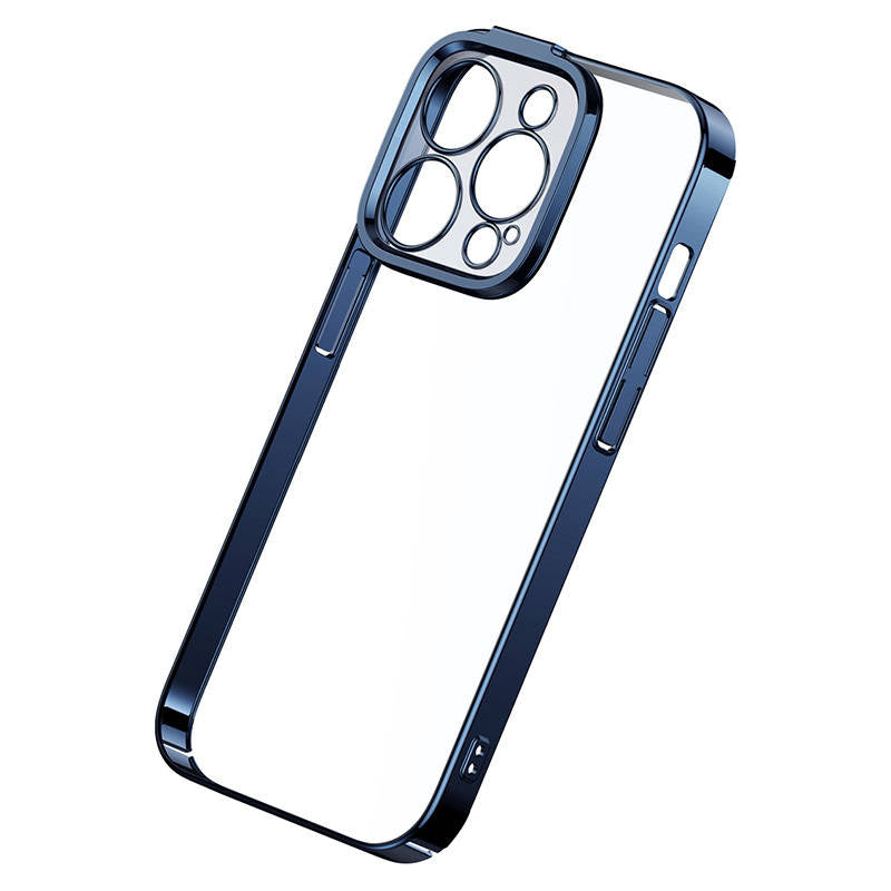 Baseus Glitter sæt med gennemsigtigt cover og hærdet glas til iPhone 14 Pro (blå)