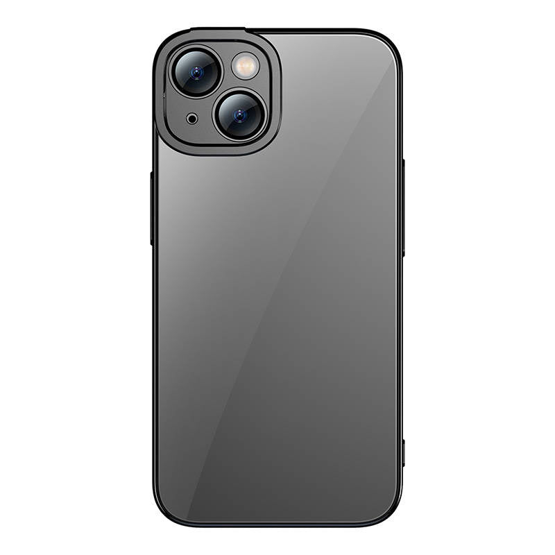 Baseus Glitter sæt med gennemsigtigt cover og hærdet glas til iPhone 14 Plus (sort)
