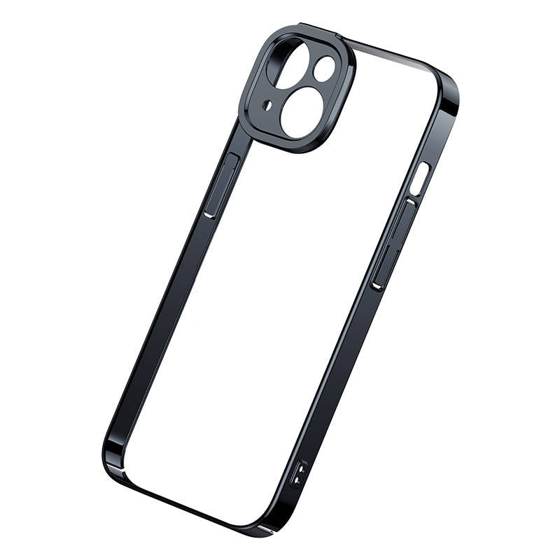 Baseus Glitter sæt med gennemsigtigt cover og hærdet glas til iPhone 14 Plus (sort)