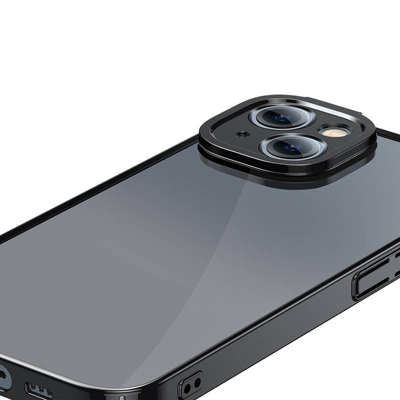 Baseus Glitter sæt med gennemsigtigt cover og hærdet glas til iPhone 14 Plus (sort)