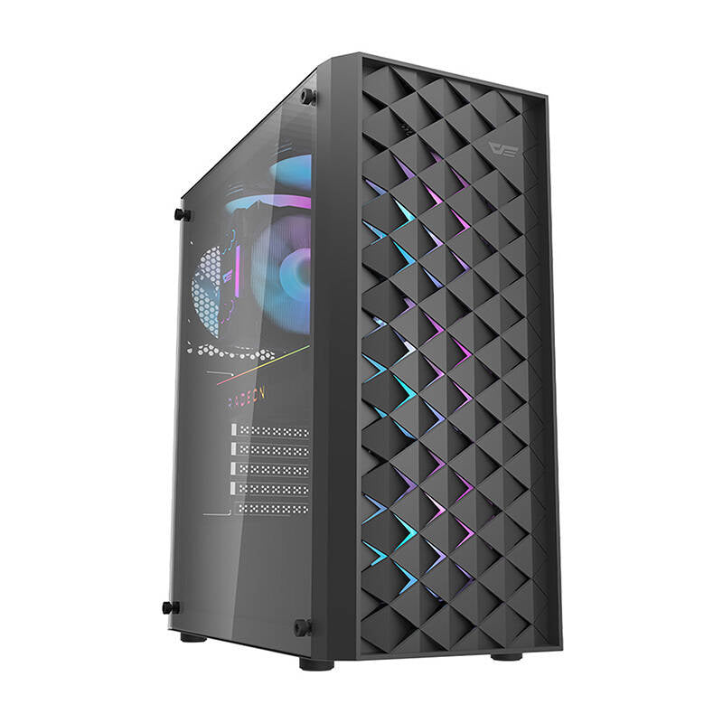 Darkflash DK351 computerkabinet (sort) + 4 RGB-blæsere