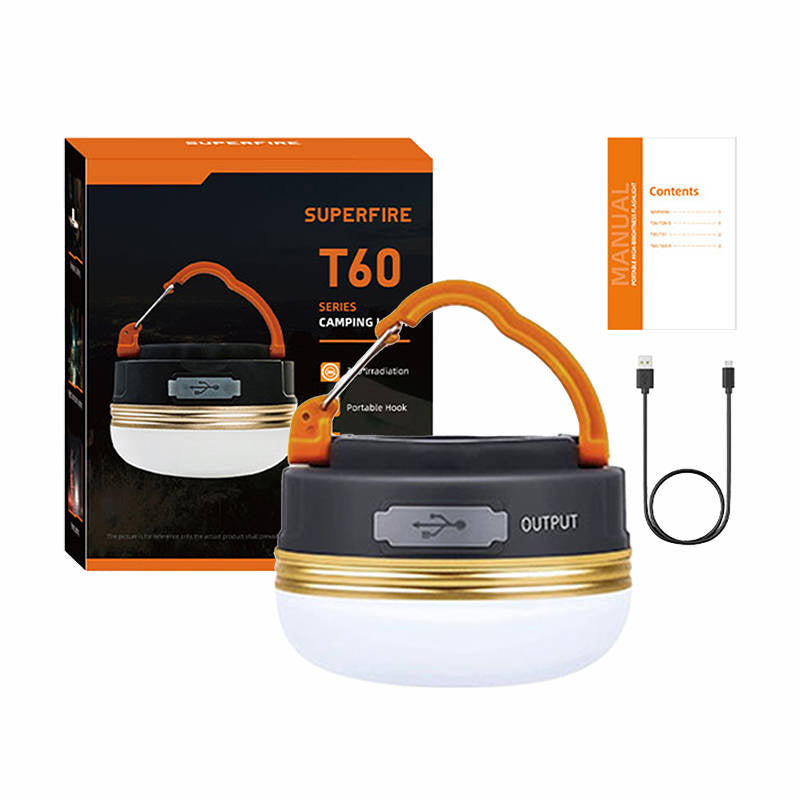 Superfire T60 campinglampe, 2,5W, 1000mAh