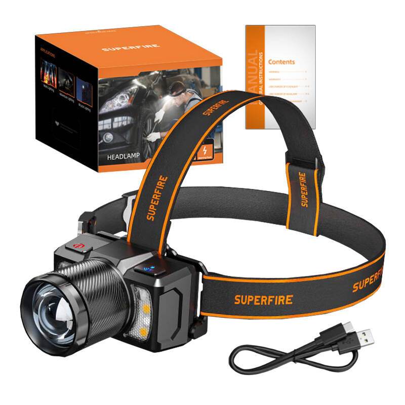 Superfire HL25 pandelampe, 700lm, USB-C