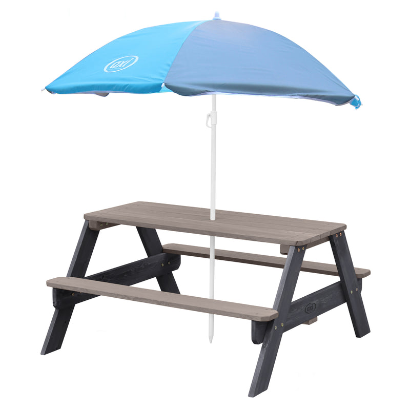 AXI Nick Picnicbord Antracit/Grå - Parasol Blå/Grå