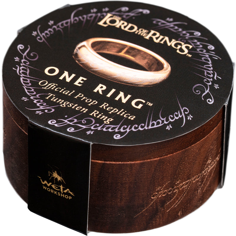 Weta Workshop LOTR - The One Ring (med runer) - forgyldt wolfram, størrelse 6