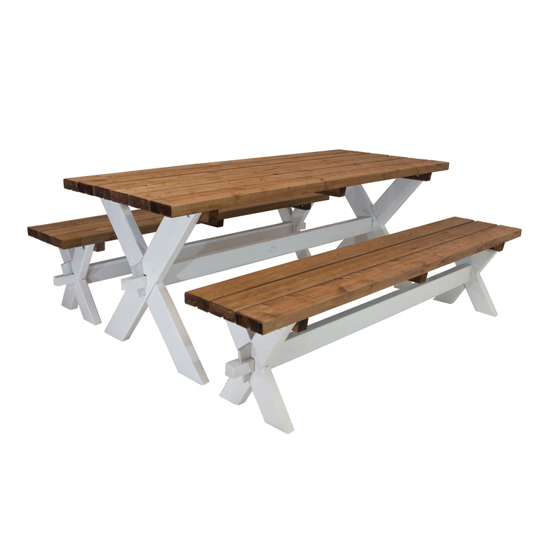 AXI Celine Picnicbord og bænkesæt i træ 177 cm - Brun/Hvid