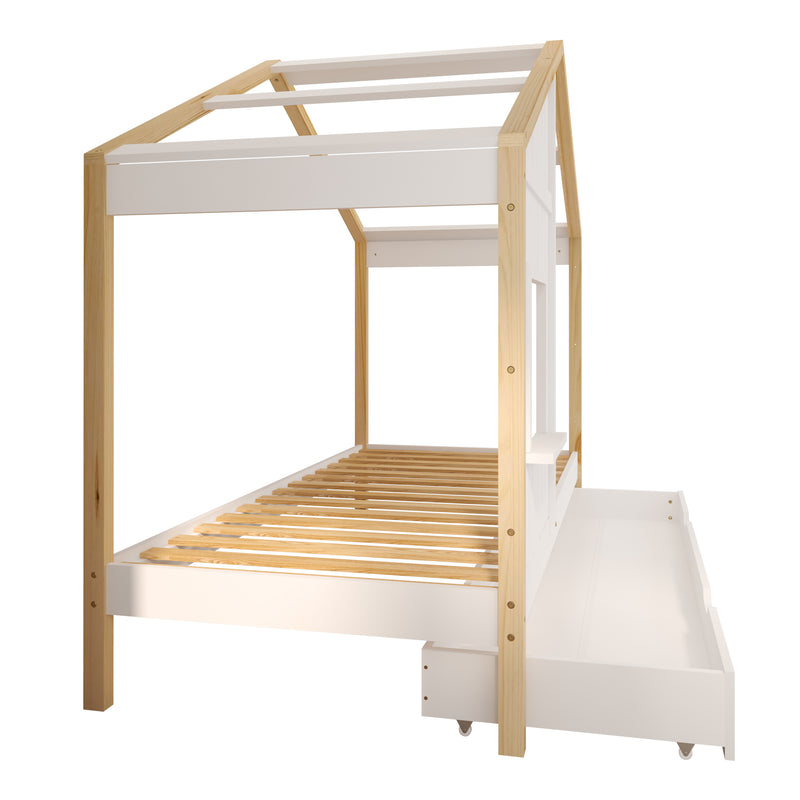Sunny Beau Hushusseng med Opbevaringsskuffe Brun/Hvid – Med Madras