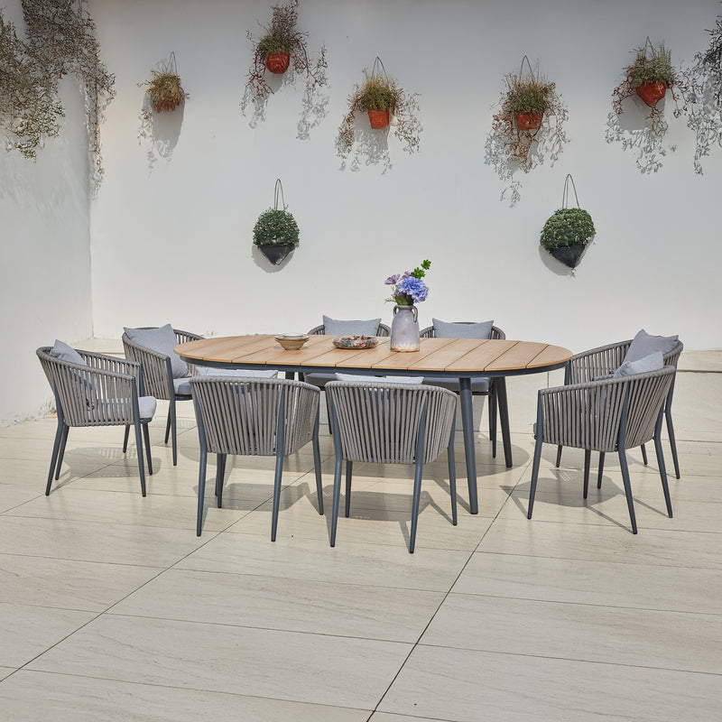 AXI Chay Havesæt med 8 stole - Antracit med trælook Polywood