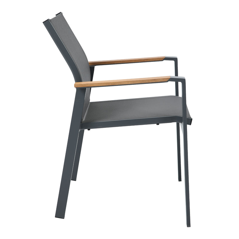 AXI Alva Aluminium Havestole Antracit/Teak – Sæt med 2 stk.