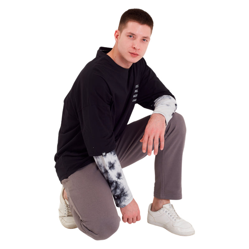FragON langærmet tie dye T-shirt, grå