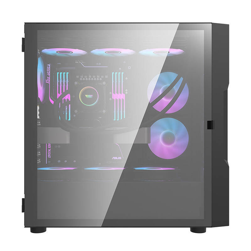 Darkflash DK431 Glass computerkabinet (sort) + 4 RGB-blæsere