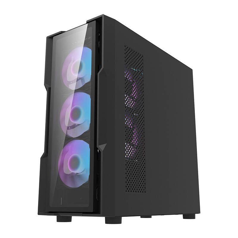 Darkflash DK431 Glass computerkabinet (sort) + 4 RGB-blæsere