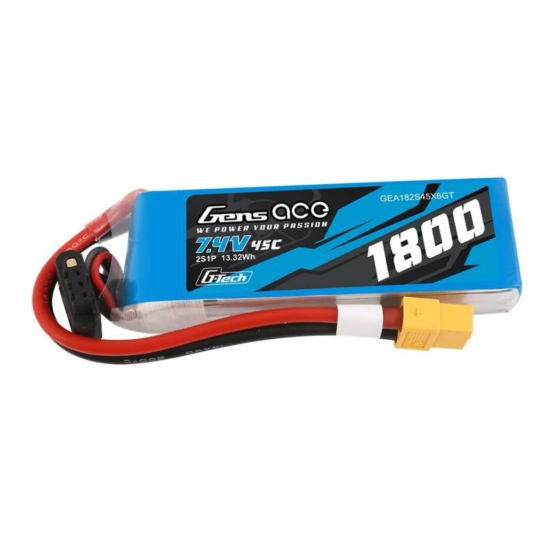 Gens Ace G-Tech LiPo-batteri 1800mAh 7.4V 45C 2S1P XT60