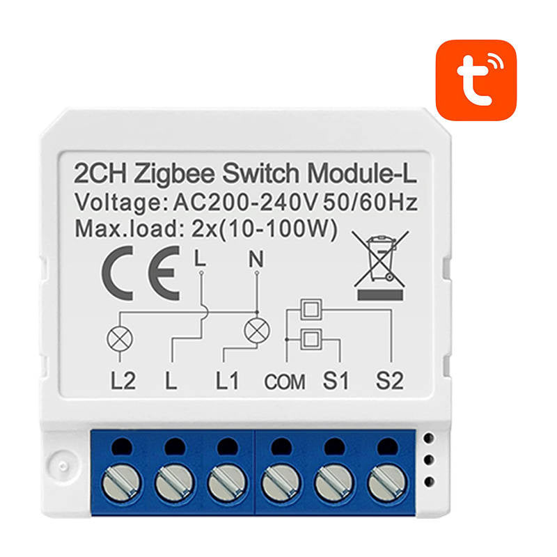 Avatto LZWSM16-W2 smart kontaktmodul, ZigBee, uden nul, Tuya