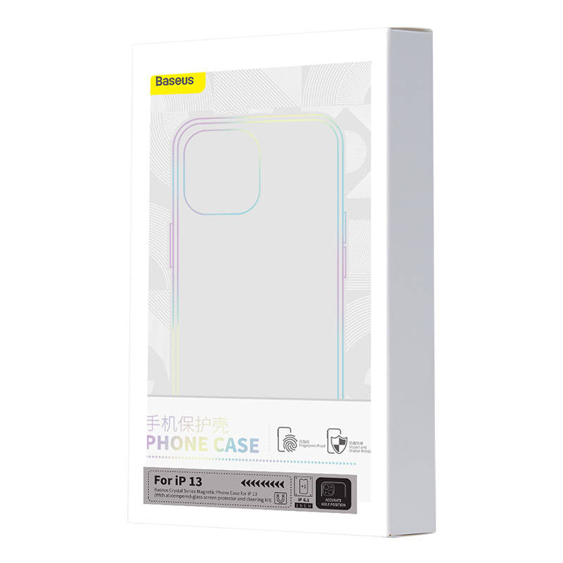 Baseus Magnetic Crystal Clear mobilcover til iPhone 13 (gennemsigtig) med skærmbeskyttelse i hærdet glas og rensesæt