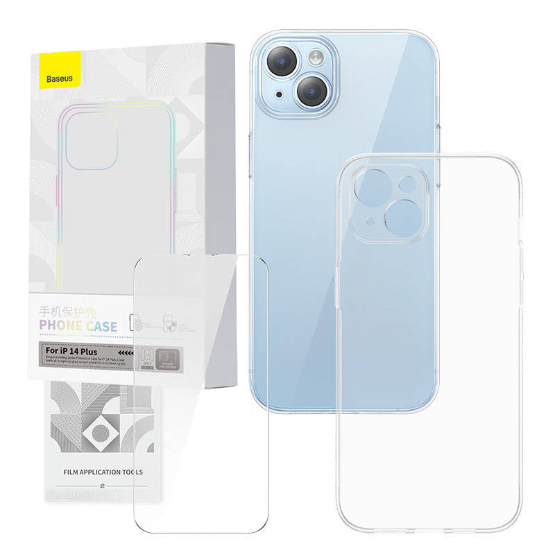 Baseus Corning sæt med gennemsigtigt cover og hærdet glas til iPhone 14 Plus