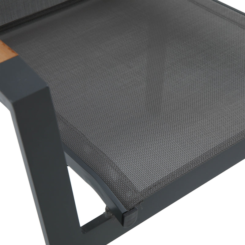 AXI Alva Aluminium Havestole Antracit/Teak – Sæt med 4 stk.