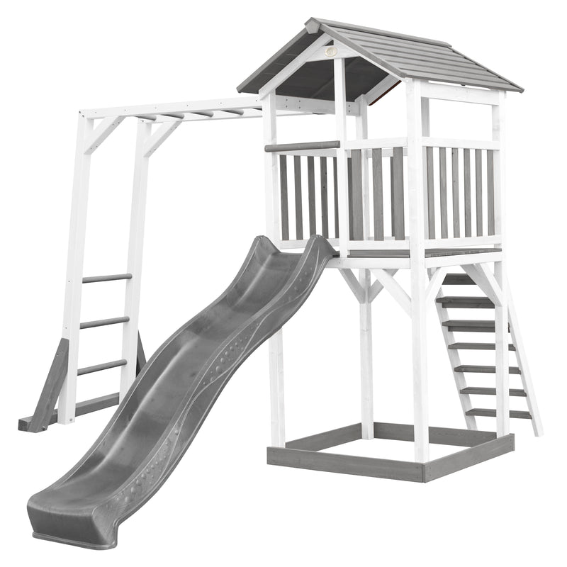 AXI Beach Tower Legetårn med Klatrestativ Grå/Hvid - Grå Rutsjebane