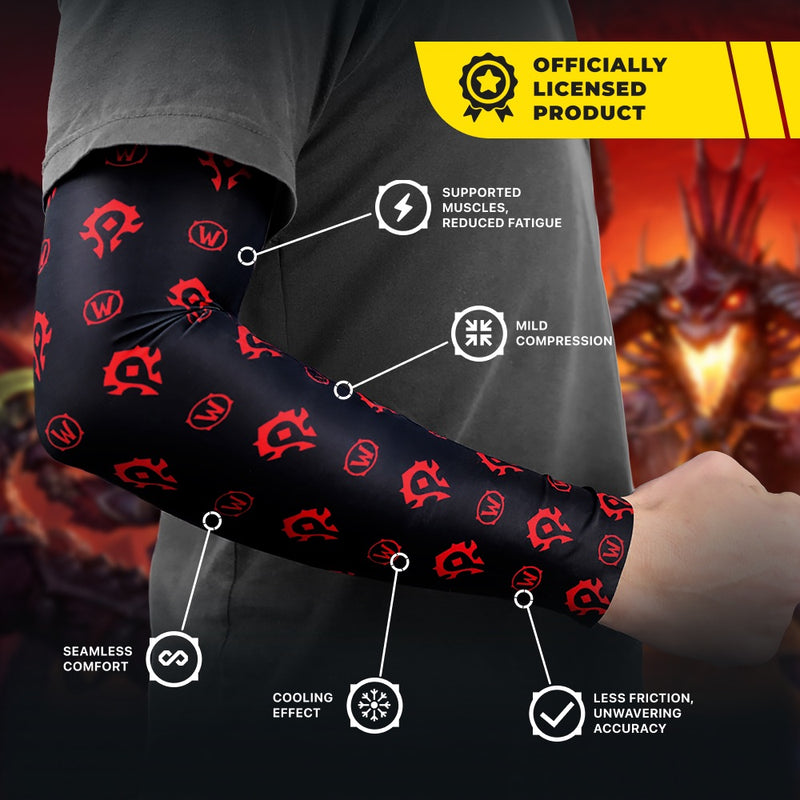 World of Warcraft Horde sømløst gaming-armærme sort/rød
