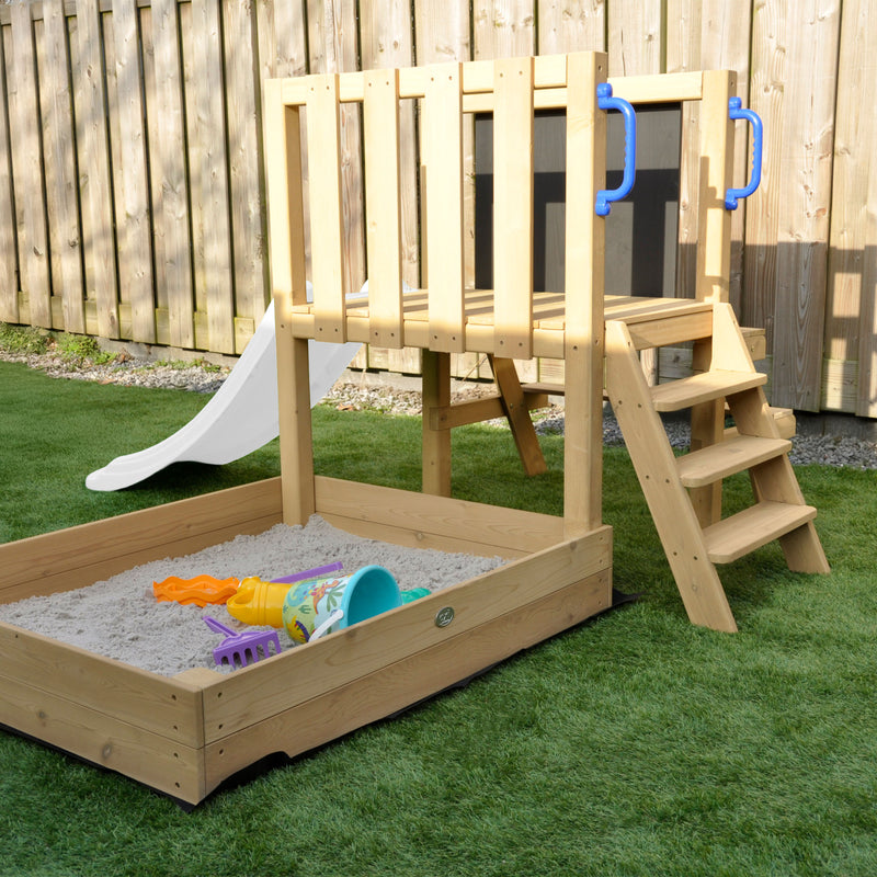 AXI Leah Mini Legetårn med Sandkasse, Picnicbord og Tavle – Hvid Rutsjebane