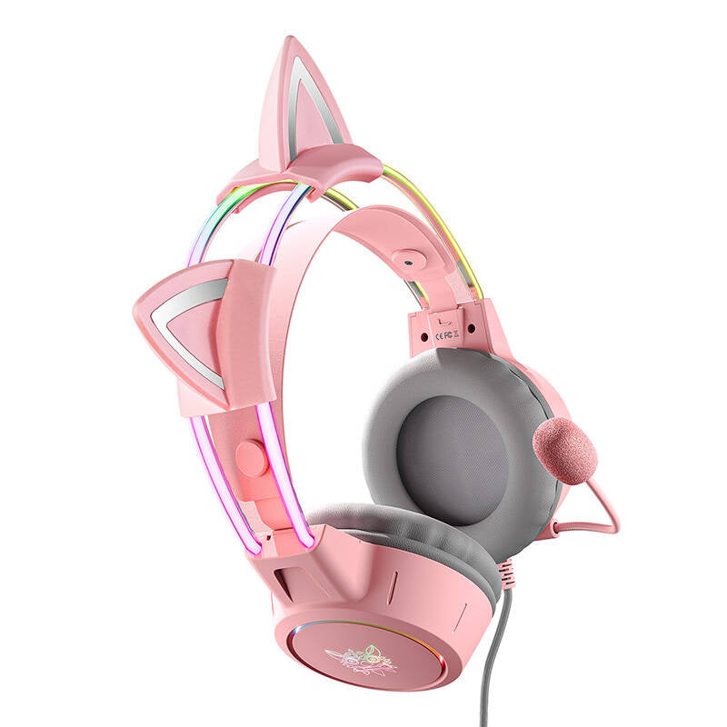 ONIKUMA X15Pro gaminghovedtelefoner lyserød/katteører