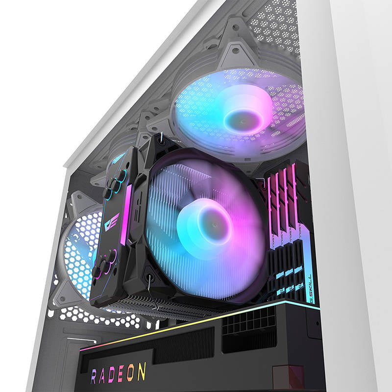 Darkflash DK352 Plus computerkabinet (sort og hvid) + 4 ARGB-blæsere