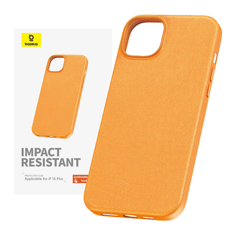 Baseus Fauxther Series mobilcover til iPhone 15 Plus (orange)