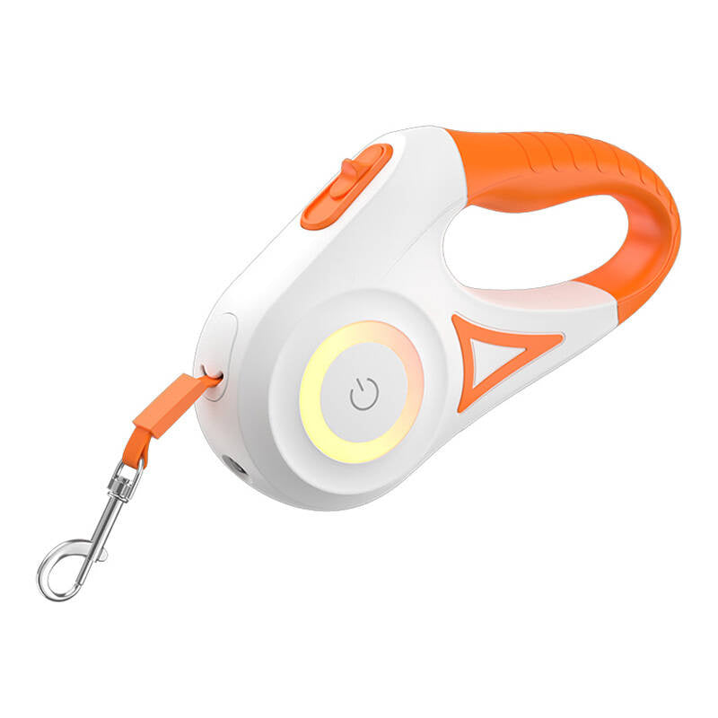 Rojeco automatisk hundesnor med LED 5 m (hvid og orange)