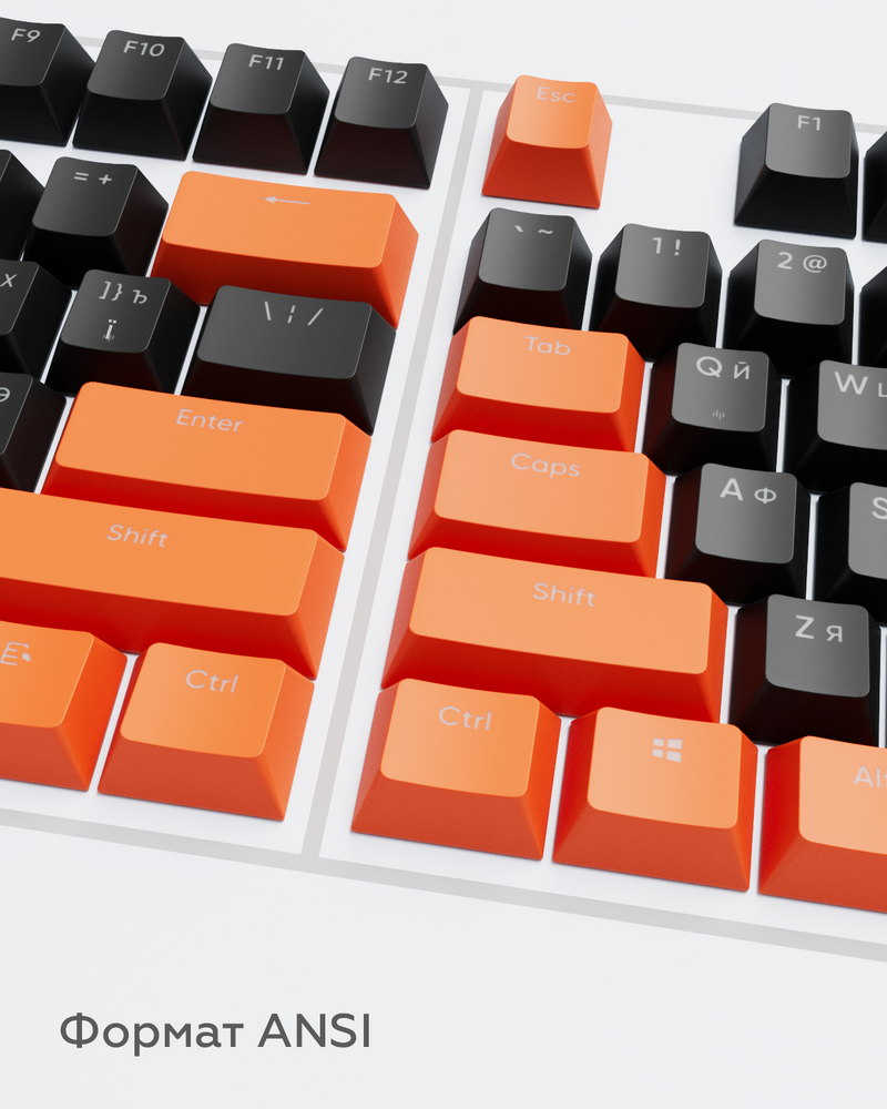 Dark Project KS-43 tastaturtaster (keycaps) PBT, ENG/RU/UA, sort/orange