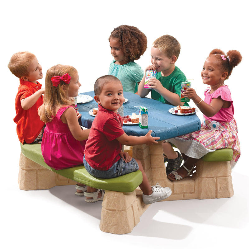 Step2 Naturally Playful picnicbord med parasol Grøn/Blå