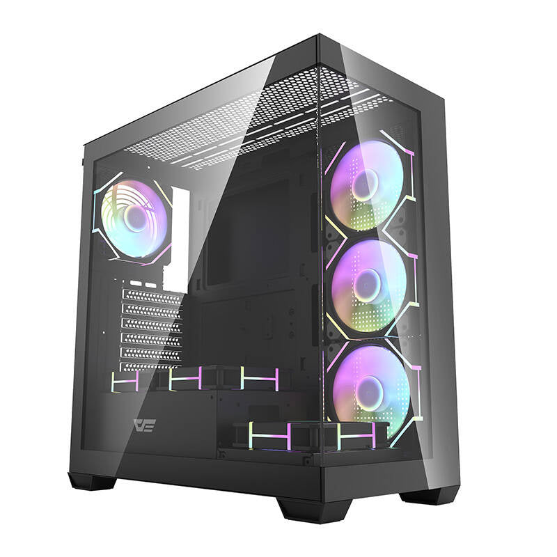 Darkflash DS900 computerkabinet (sort) + 7 ARGB-blæsere