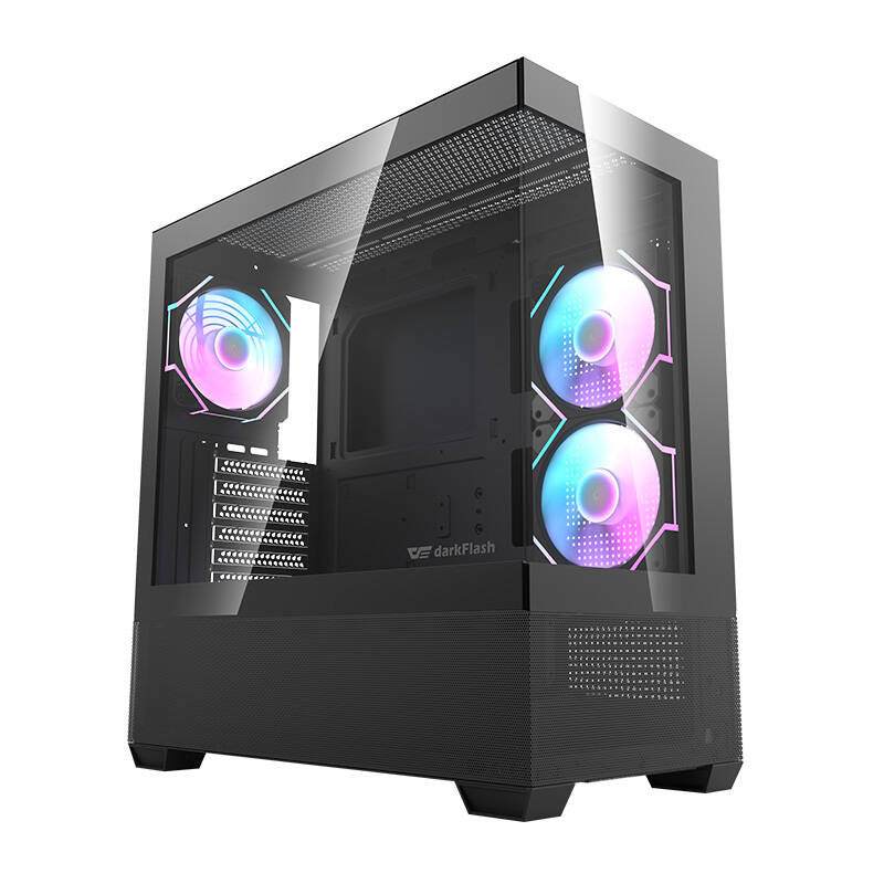Darkflash DS900 AIR computerkabinet (sort) + 6 ARGB-blæsere
