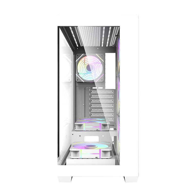 Darkflash DS900 computerkabinet (hvid) + 7 ARGB-blæsere