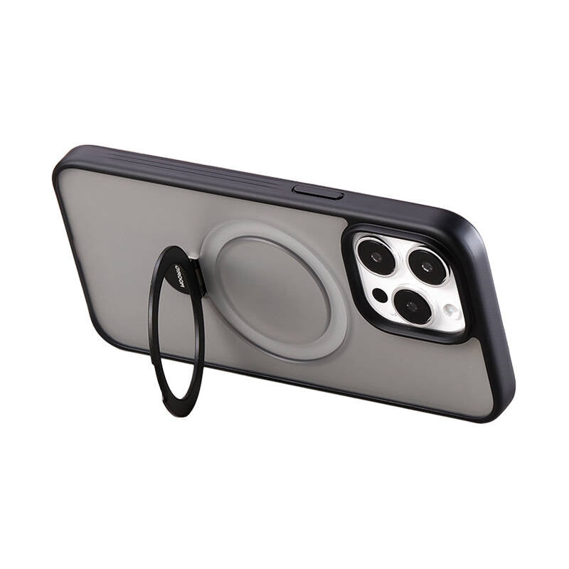 Joyroom JR-BP004 magnetisk beskyttende mobilcover med holder til iPhone 15 Pro (sort)