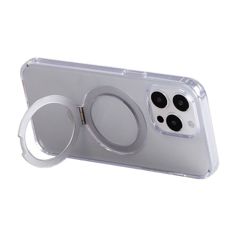 Joyroom JR-BP004 magnetisk beskyttende mobilcover med holder til iPhone 15 Pro (gennemsigtig)