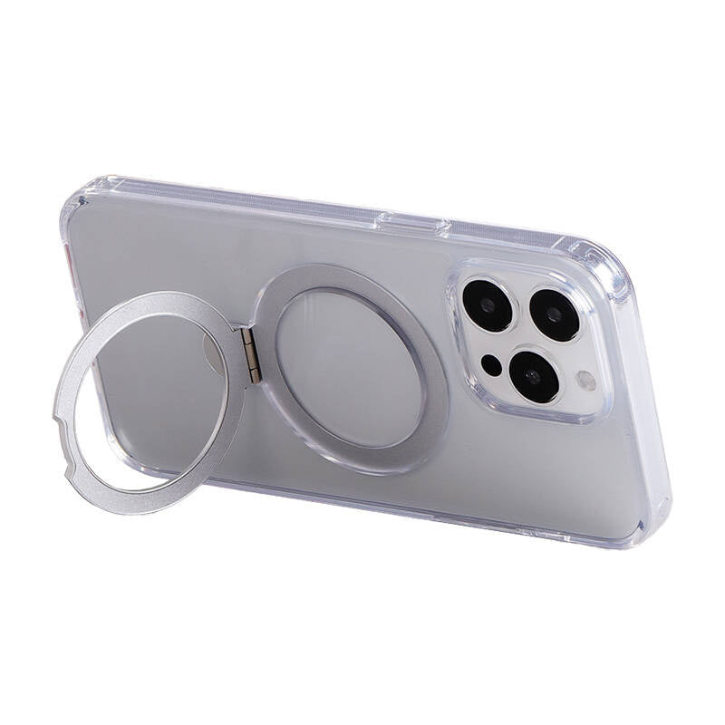 Joyroom JR-BP004 magnetisk beskyttende mobilcover med holder til iPhone 15 (gennemsigtig)