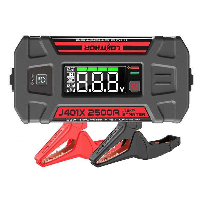 Lokithor J401X 4-i-1 starthjælp/booster 2500A + powerbank 20000mAh + lygte, virker ved -40°C