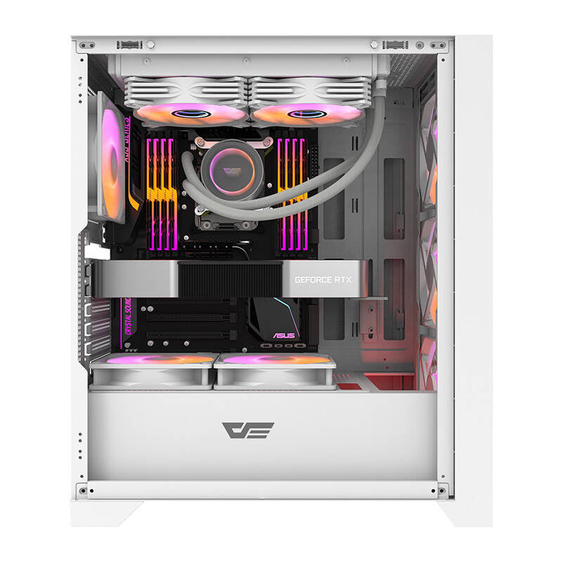 Darkflash DRX70 MESH computerkabinet (hvid) + 4 RGB-blæsere