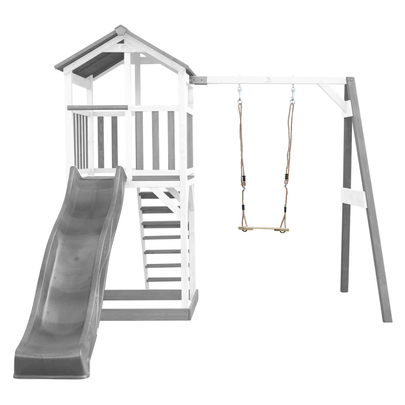 AXI Beach Tower Legetårn med Enkelt Gynge Grå/Hvid - Grå Rutsjebane