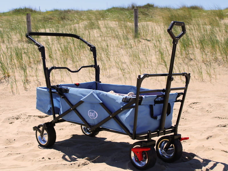 AXI AB210 sammenklappelig Strandvogn med tag, taske, bremse og styr - Blå
