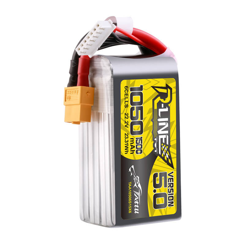 Tattu R-Line 5.0 batteri 1050mAh 22.2V 6S 150C XT60-stik