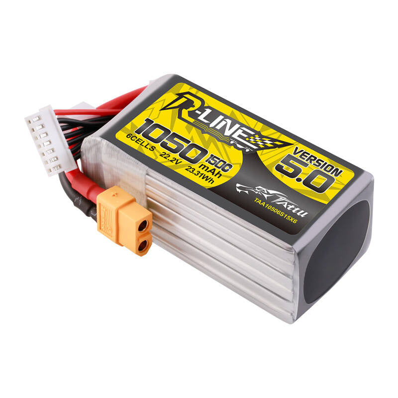 Tattu R-Line 5.0 batteri 1050mAh 22.2V 6S 150C XT60-stik