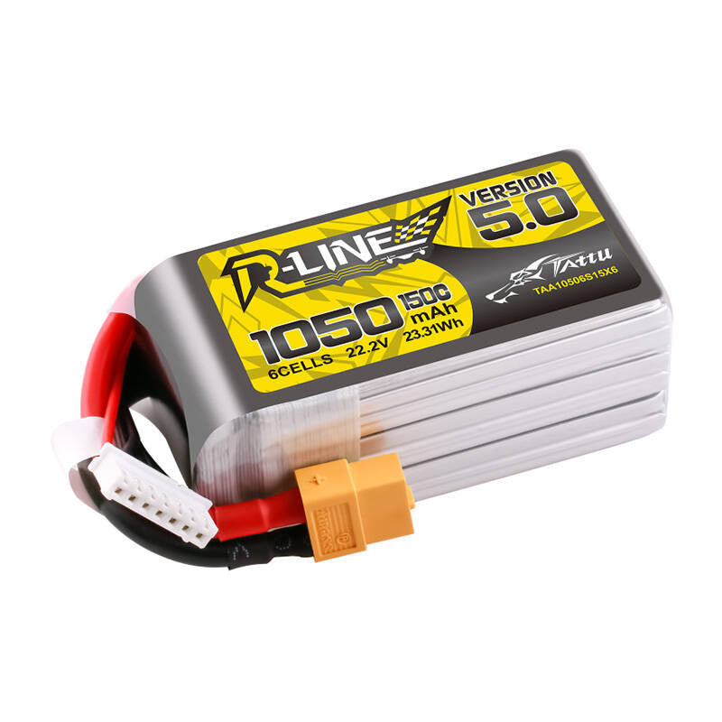 Tattu R-Line 5.0 batteri 1050mAh 22.2V 6S 150C XT60-stik
