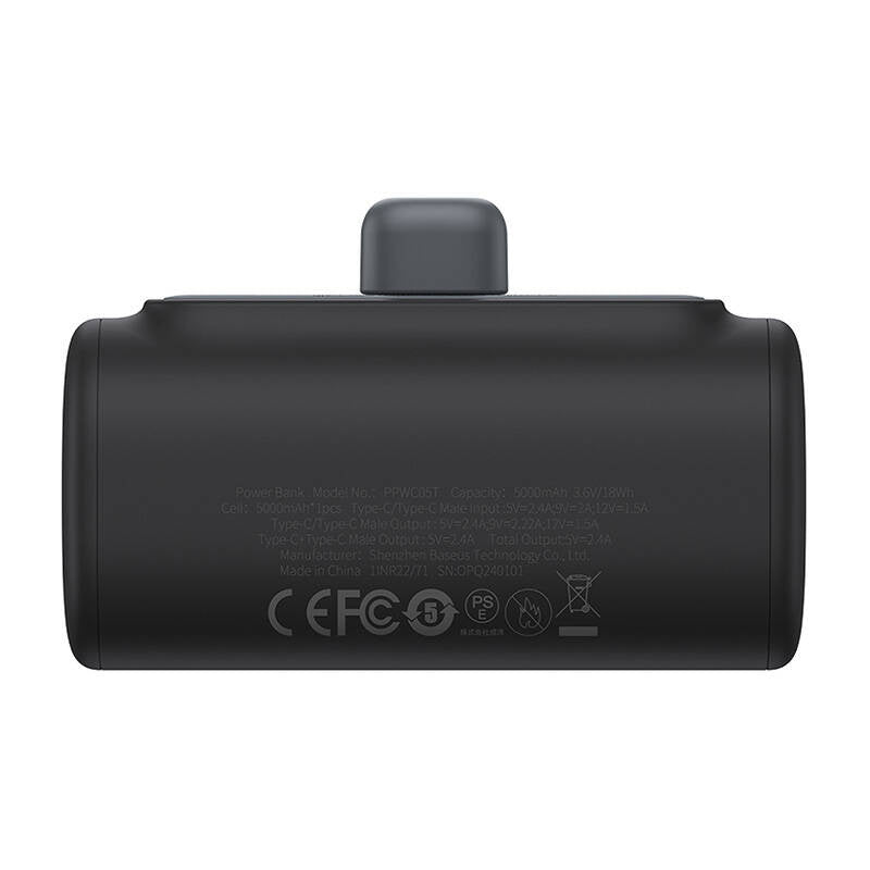 Baseus Compact powerbank 5000 mAh, 20 W, USB-C (sort)