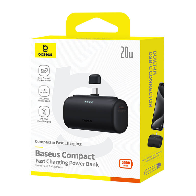 Baseus Compact powerbank 5000 mAh, 20 W, USB-C (sort)