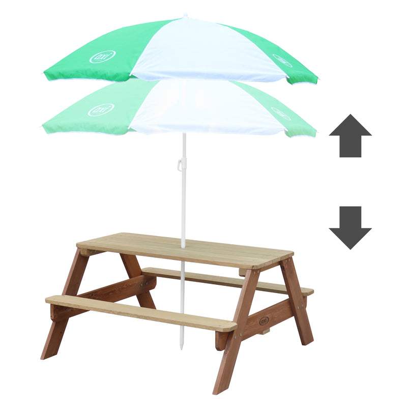 AXI Nick Picnicbord Brun - Parasol Grøn/Hvid