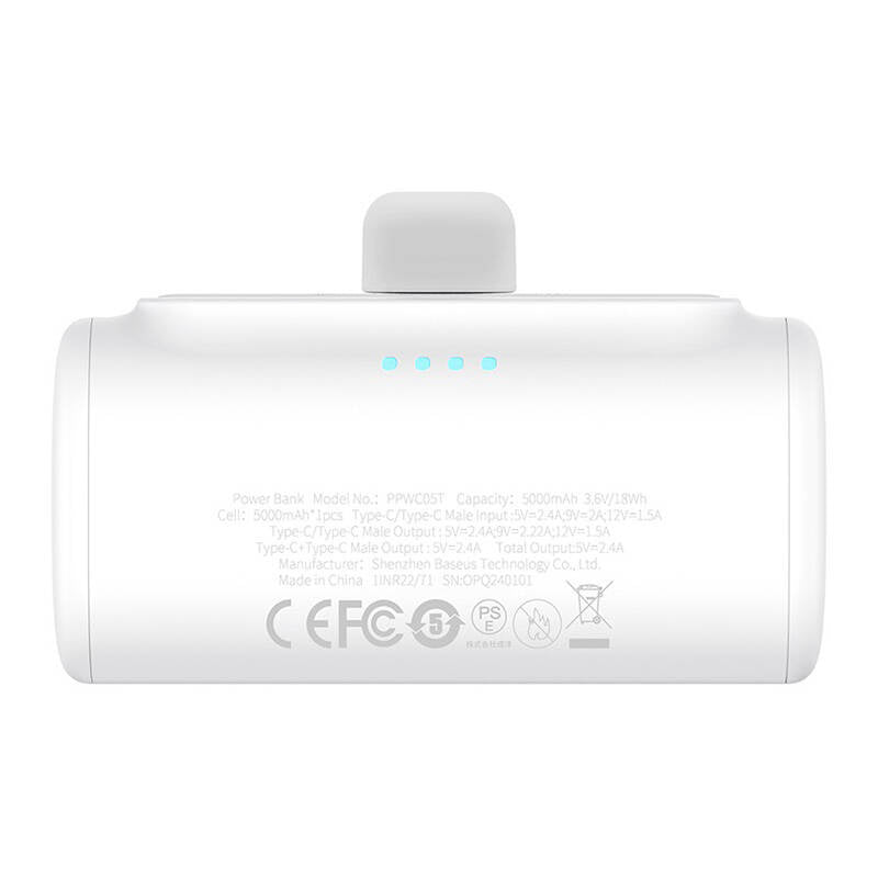 Baseus Compact powerbank 5000mAh, 20W, USB-C (hvid)