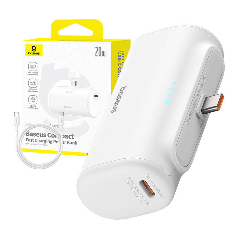 Baseus Compact powerbank 5000mAh, 20W, USB-C (hvid)