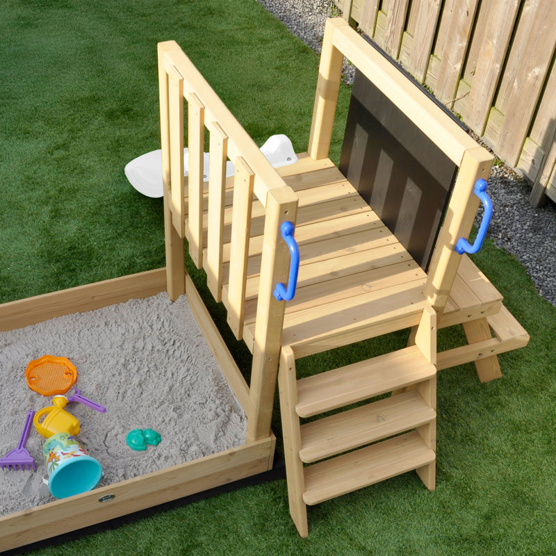 AXI Leah Mini Legetårn med Sandkasse, Picnicbord og Tavle – Hvid Rutsjebane