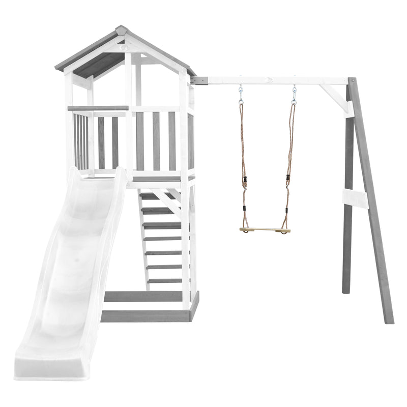 AXI Beach Tower Legetårn med Enkelt Gynge Grå/Hvid - Hvid Rutsjebane